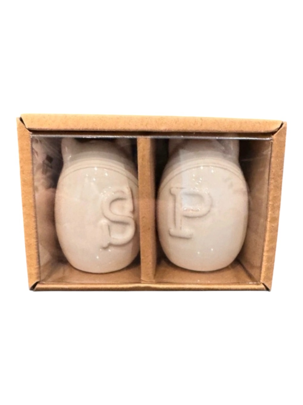 Mud Pie Cream Ceramic S & P Salt and Pepper Shakers Set